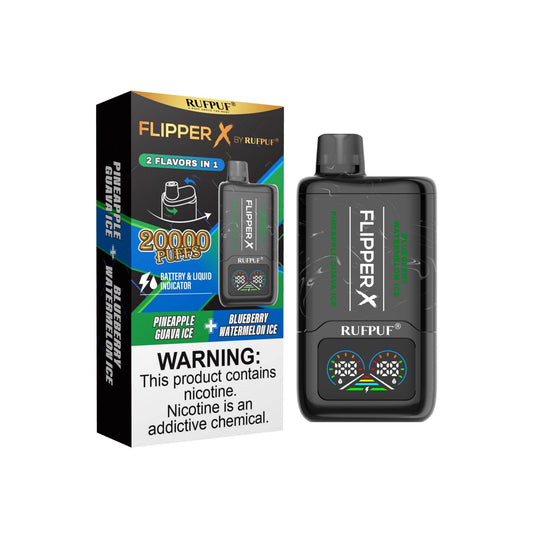 Flipper X By Rufpuf Blueberry Watermelon Ice + Pineapple Guava Ice - 20,000 Puffs Disposable