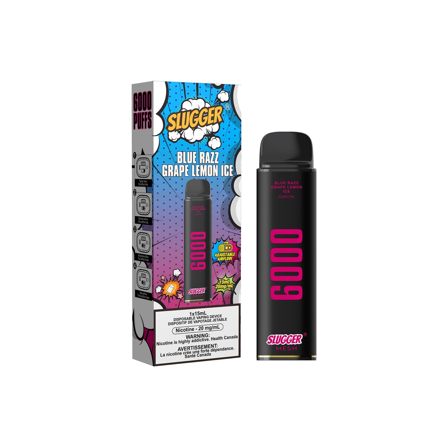 Slugger Blue Razz Grape Lemon Ice - 6000 Puffs Disposable
