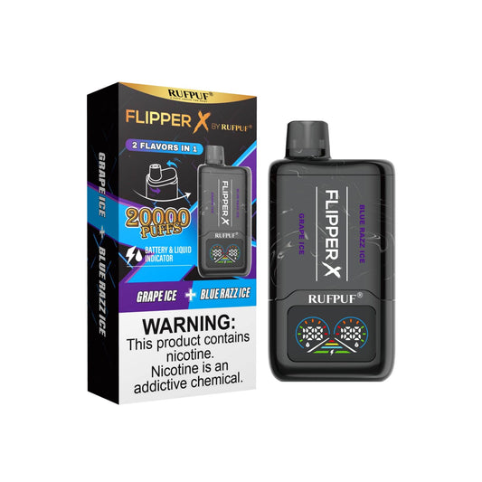 Flipper X By Rufpuf Grape Ice + Blue Razz Ice - 20,000 Puffs Disposable