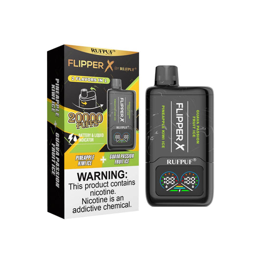 Flipper X By Rufpuf Guava Passionfruit Ice + Pineapple Kiwi Ice - 20,000 Puffs Disposable
