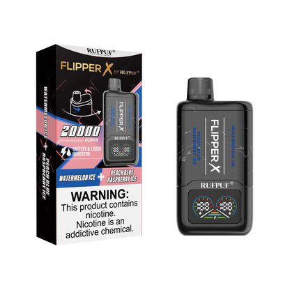 Flipper X By Rufpuf Peach Blue Raspberry Ice + Watermelon Ice - 20,000 Puffs Disposable