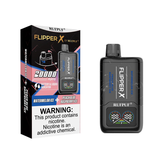 Flipper X By Rufpuf Peach Blue Raspberry Ice + Watermelon Ice - 20,000 Puffs Disposable