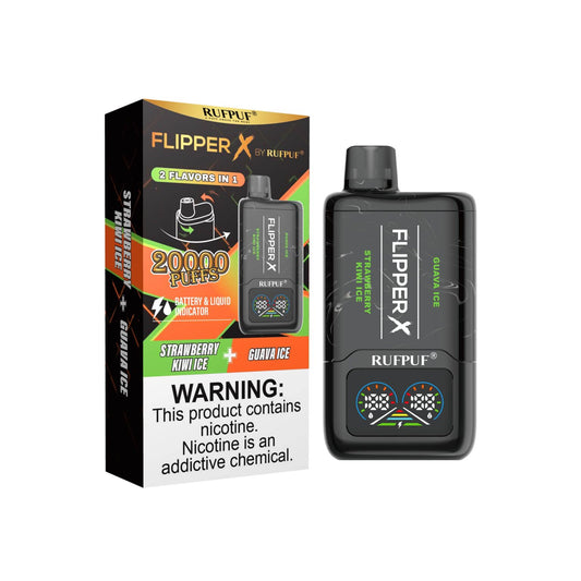 Flipper X By Rufpuf Strawberry Kiwi Ice + Guava Ice - 20,000 Puffs Disposable