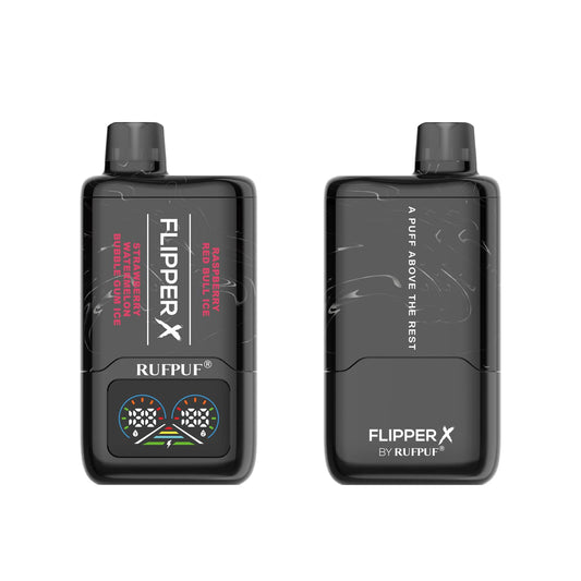 Flipper X By Rufpuf Strawberry Watermelon Bubblegum Ice + Raspberry Redbull Ice - 20,000 Puffs Disposable