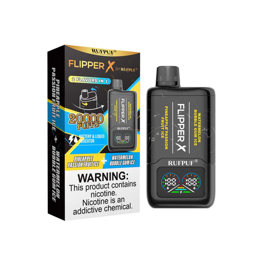 Flipper X By Rufpuf Watermelon Bubblegum Ice + Pineapple Passionfruit Ice - 20,000 Puffs Disposable