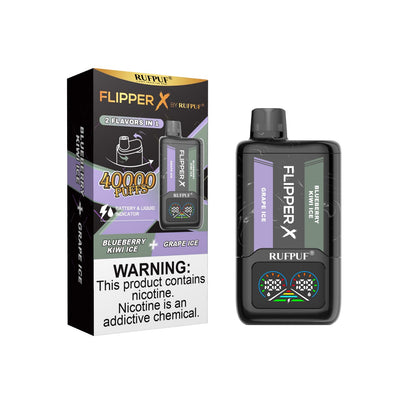 Flipper X By Rufpuf Blueberry Kiwi Ice + Grape Ice - 40,000 Puffs Disposable