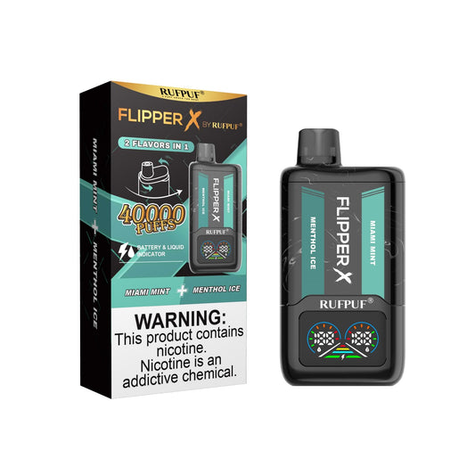 Flipper X By Rufpuf Miami Mint + Menthol Ice - 40,000 Puffs Disposable