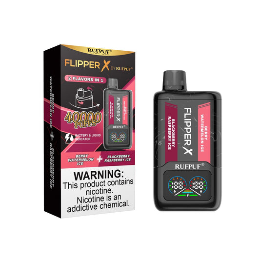 Flipper X By Rufpuf Berry Watermelon Ice + Blackberry Raspberry Ice - 40,000 Puffs Disposable